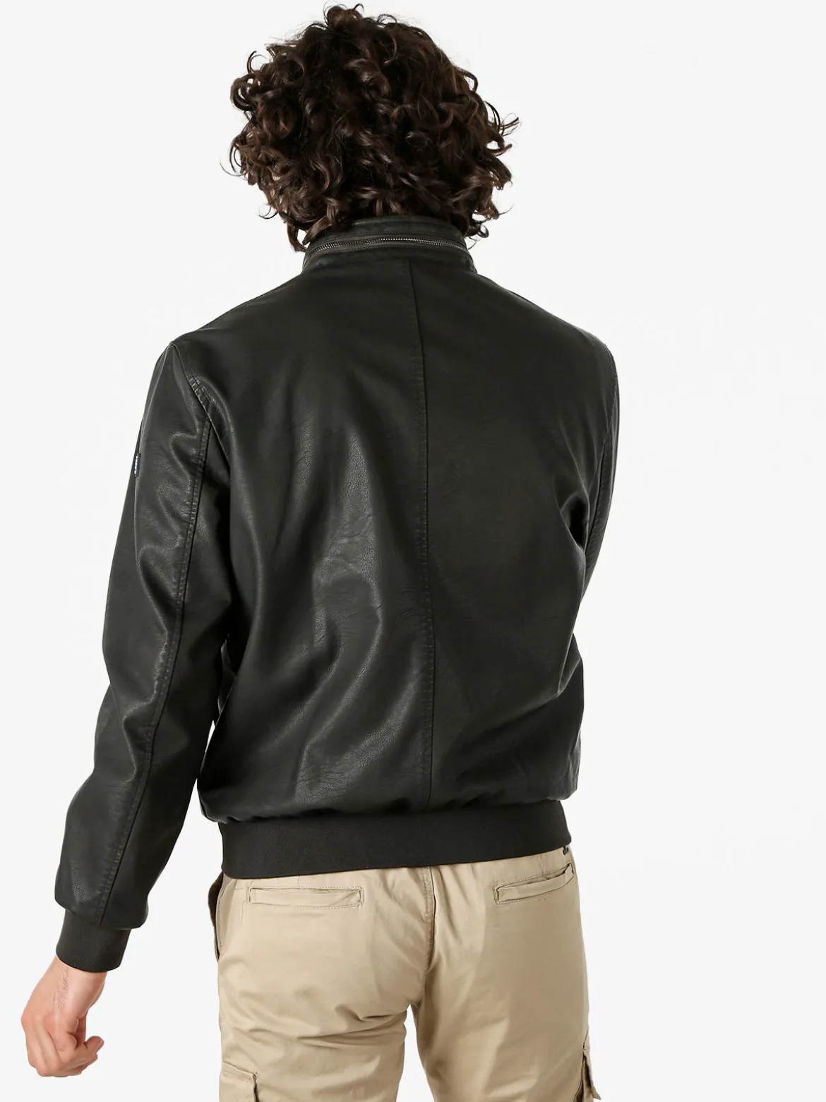 Cotton Belt Giacca in ecopelle da uomo con zip - moro