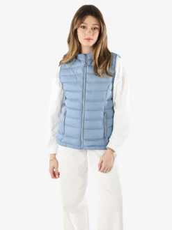 Cotton Belt Gilet imbottito da donna con zip - azzurro