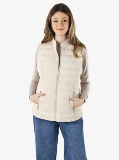 Cotton Belt Gilet imbottito da donna con zip - beige