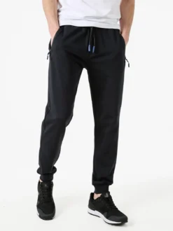 Cotton Belt Pantaloni tuta da uomo con coulisse e polsini - blu scuro