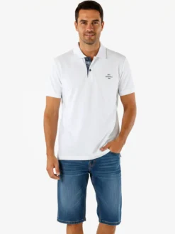 Cotton Belt Polo da uomo in cotone a maniche corte - bianco