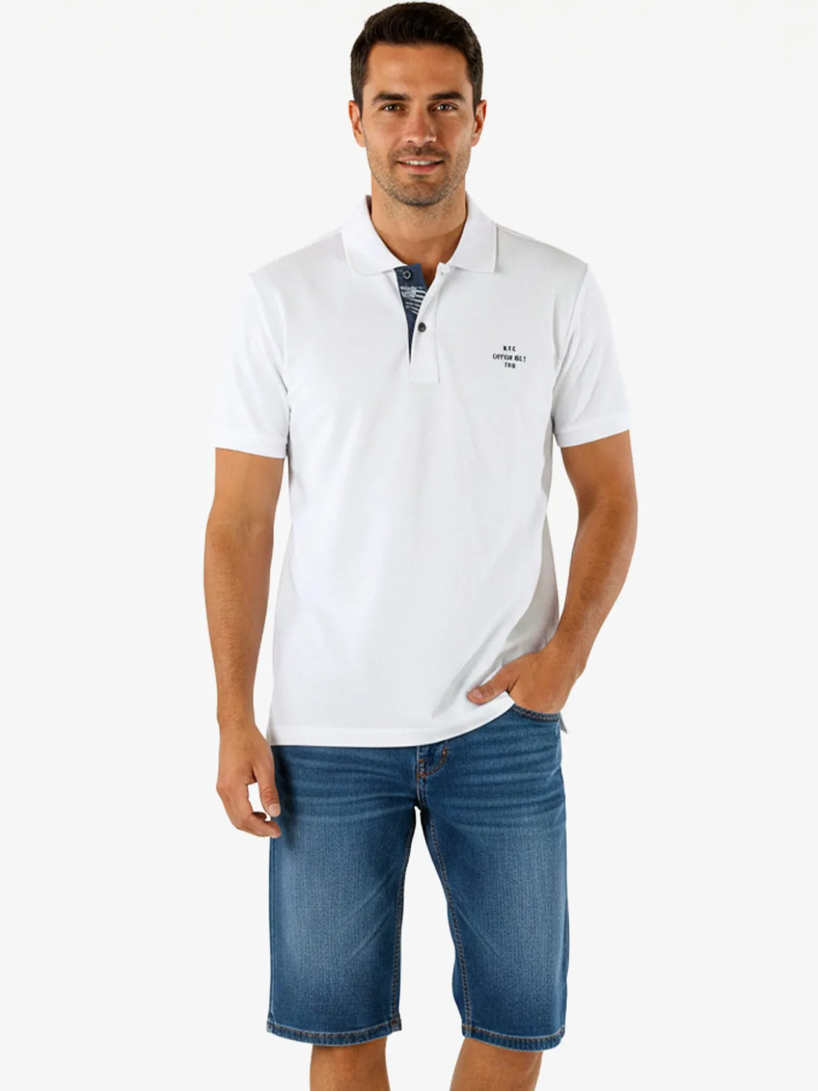 Cotton Belt Polo da uomo in cotone a maniche corte - bianco