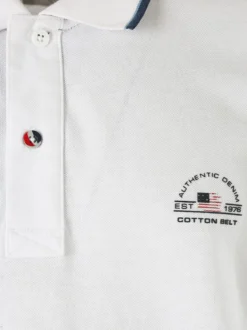 Cotton Belt Polo da uomo in cotone a maniche corte con logo - bianco