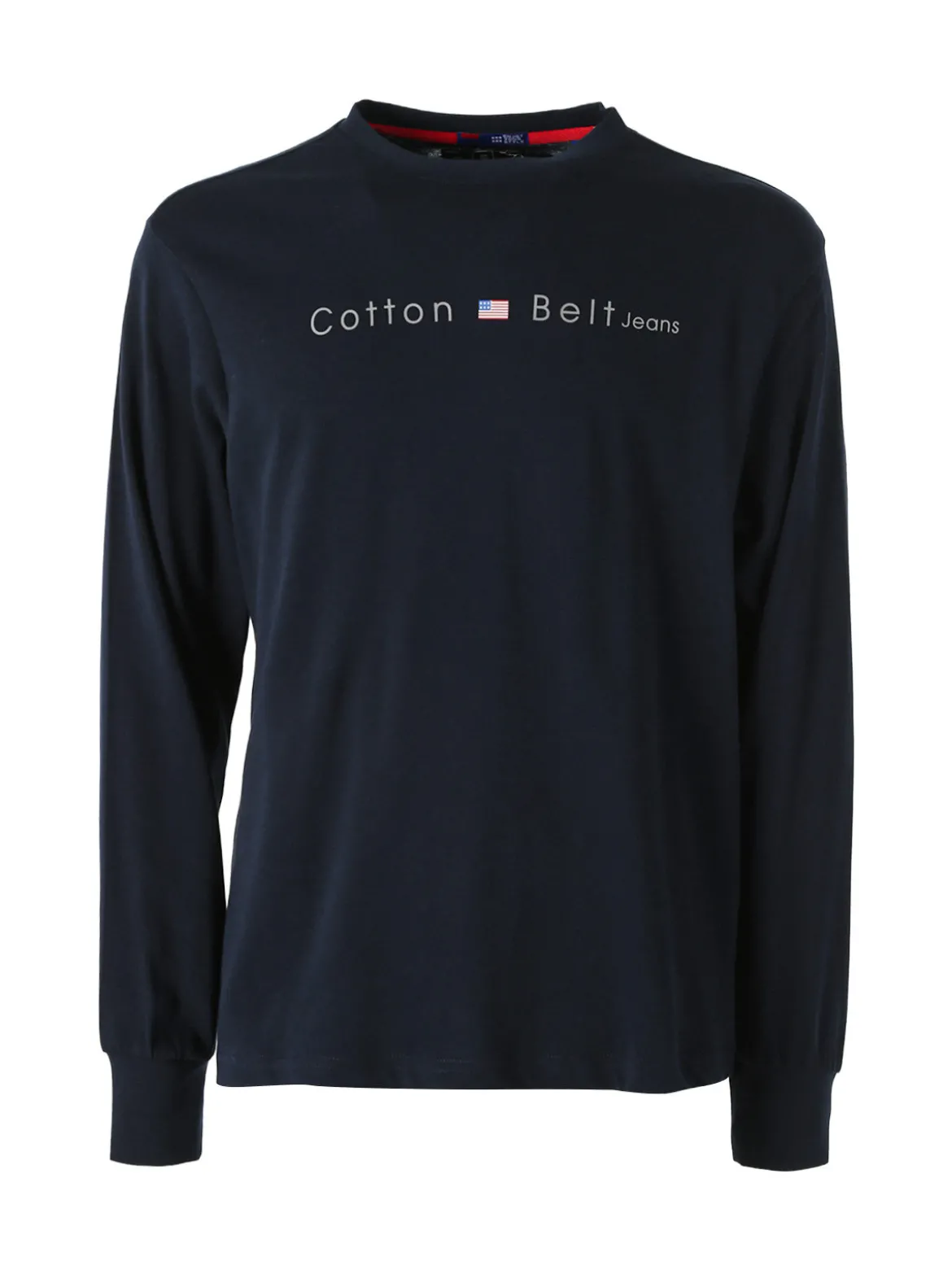 Cotton Belt T-shirt da uomo in cotone a maniche lunghe - blu scuro