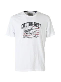 Cotton Belt T-shirt da uomo in cotone con stampa - bianco