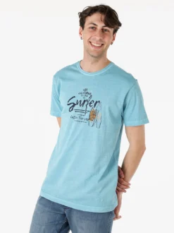 Cotton Belt T-shirt da uomo in cotone con stampa - turchese