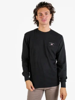 Cotton Belt T-shirt girocollo da uomo a maniche lunghe in cotone - nero