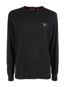 Cotton Belt T-shirt girocollo da uomo a maniche lunghe in cotone - nero