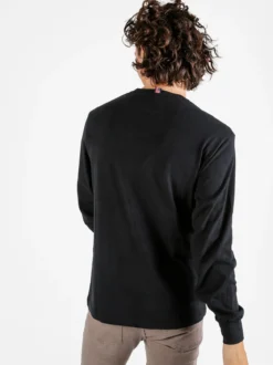 Cotton Belt T-shirt girocollo da uomo a maniche lunghe in cotone - nero