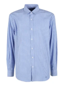 Coveri Collection Camicia da uomo a righe regular fit in cotone - cielo