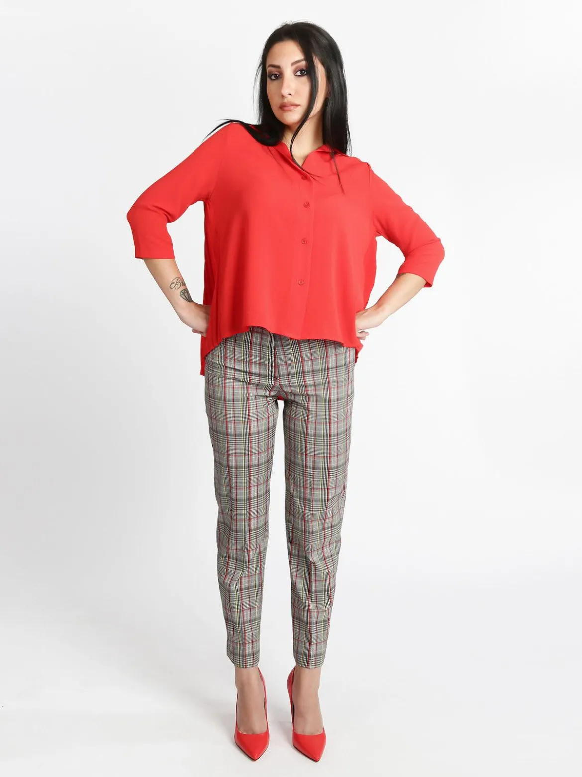 Coveri Collection Pantaloni a quadretti gamba dritta