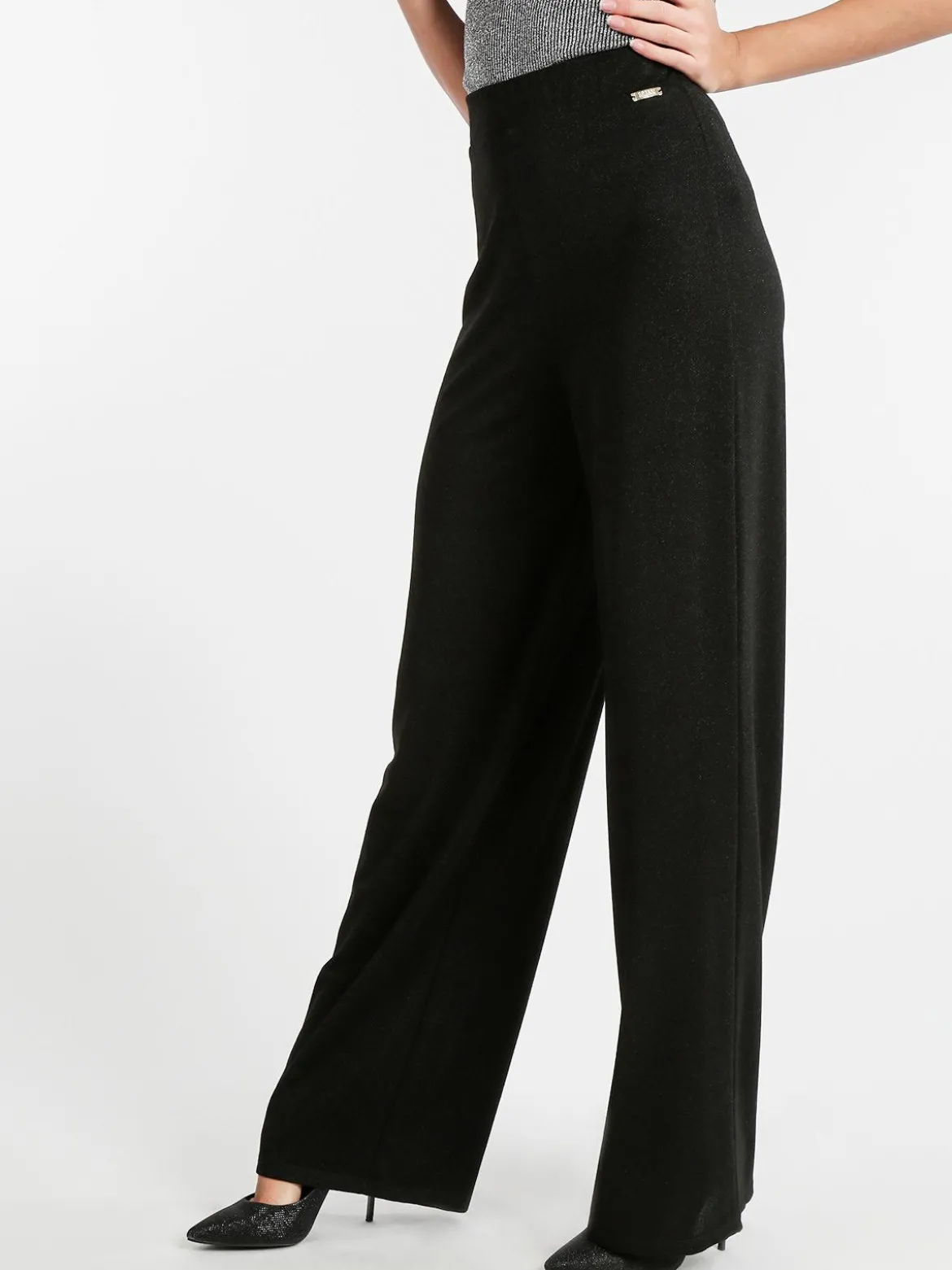 Coveri Collection Pantaloni eleganti a gamba larga con lurex