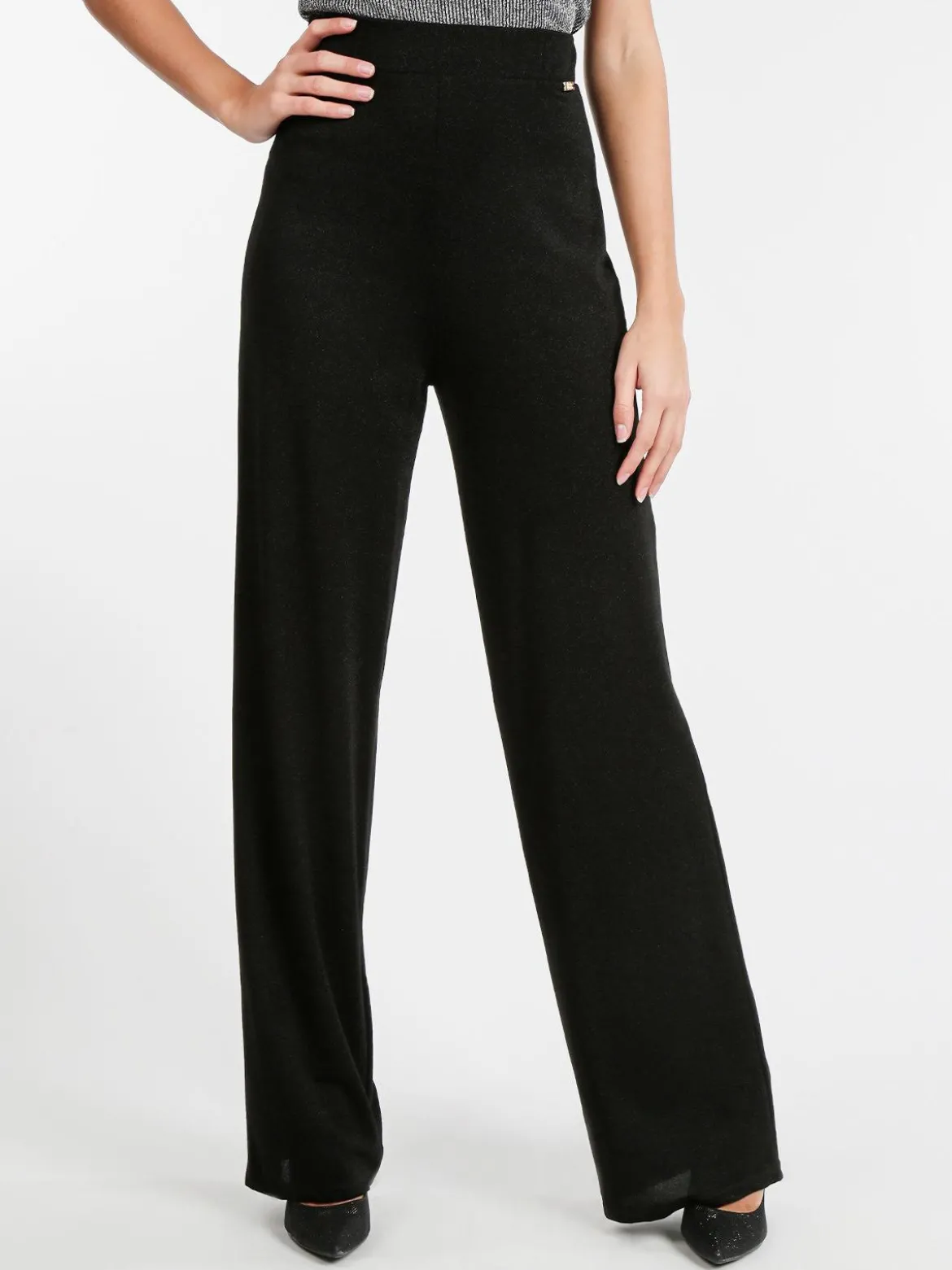 Coveri Collection Pantaloni eleganti a gamba larga con lurex