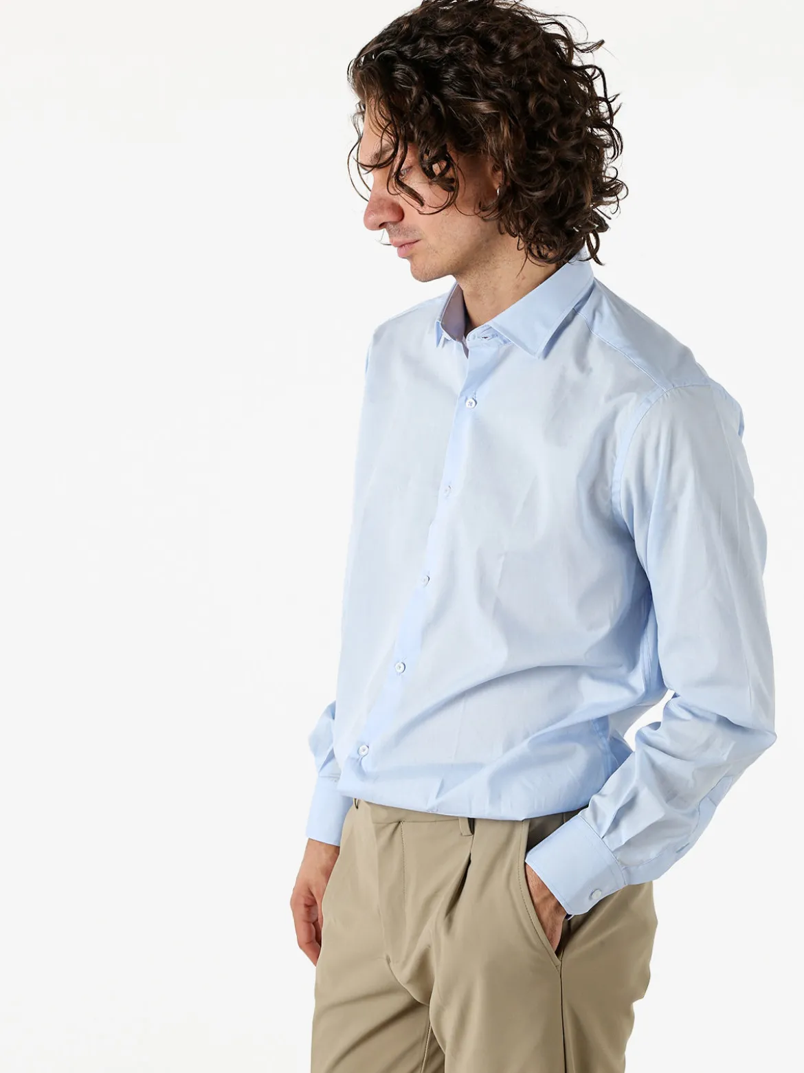Coveri Moving Camicia da uomo in cotone regular fit a maniche lunghe - azzurro