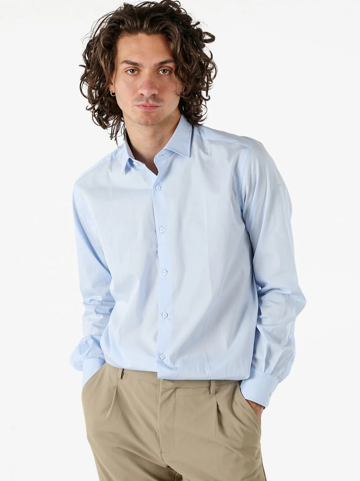 Coveri Moving Camicia da uomo in cotone regular fit a maniche lunghe - azzurro