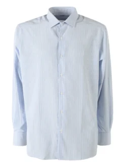 Coveri Moving Camicia da uomo in cotone regular fit con stampa a righe strette e maniche lunghe - azzurro