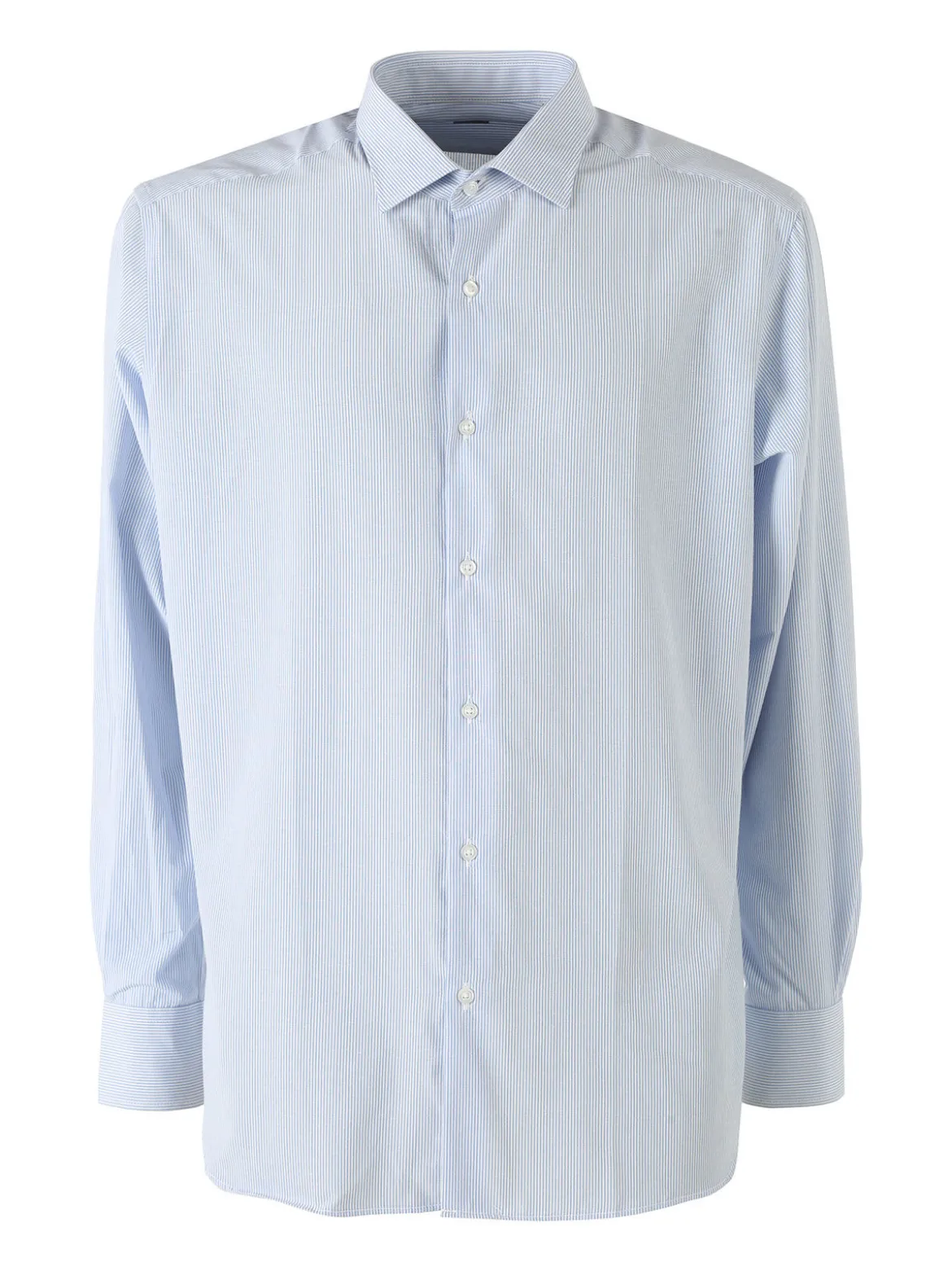 Coveri Moving Camicia da uomo in cotone regular fit con stampa a righe strette e maniche lunghe - azzurro