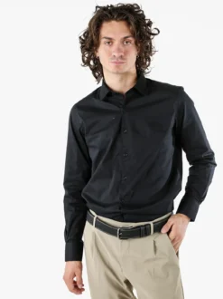 Coveri Moving Camicia da uomo slim fit in cotone a maniche lunghe - nero