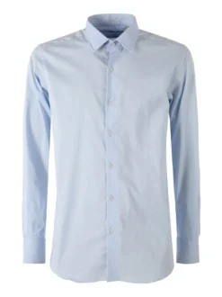 Coveri Moving Camicia da uomo slim fit in cotone a maniche lunghe - azzurro