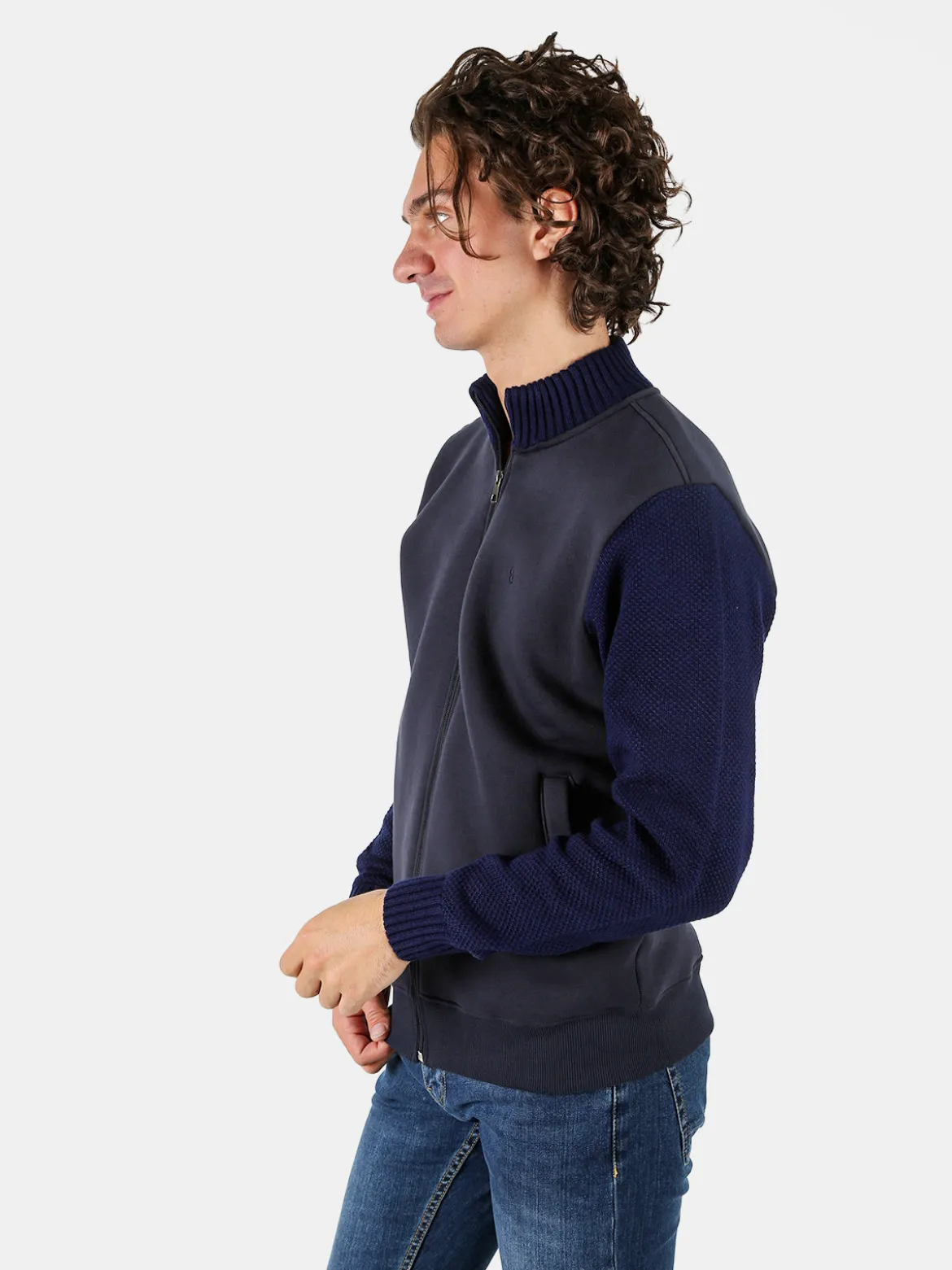 Coveri Moving Felpa da uomo con maniche in maglia - blu scuro