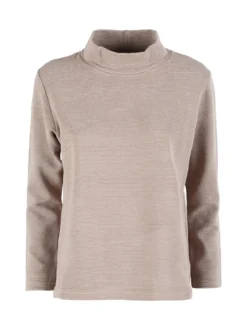 Coveri Moving Maglia donna a maniche lunghe accollata - sabbia
