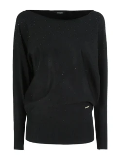 Coveri Moving Maglia donna con scollo a barca e borchie - nero