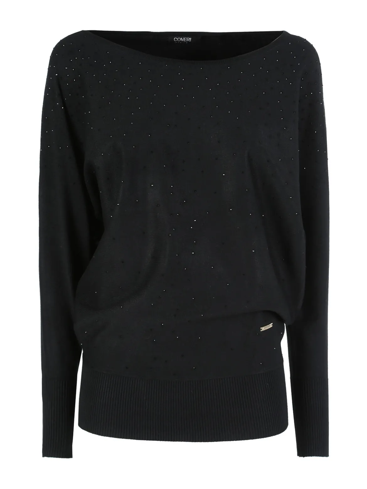 Coveri Moving Maglia donna con scollo a barca e borchie - nero