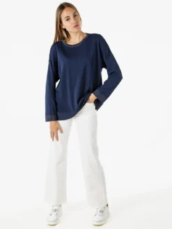 Coveri Moving Maglia girocollo da donna con dettagli lurex - blu scuro