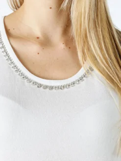 Coveri Moving Top donna in maglia con applicazioni di strass - bianco