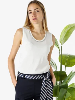 Coveri Moving Top donna in maglia con applicazioni di strass - bianco