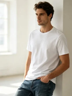 Coveri Moving T-shirt da uomo girocollo in cotone - bianco
