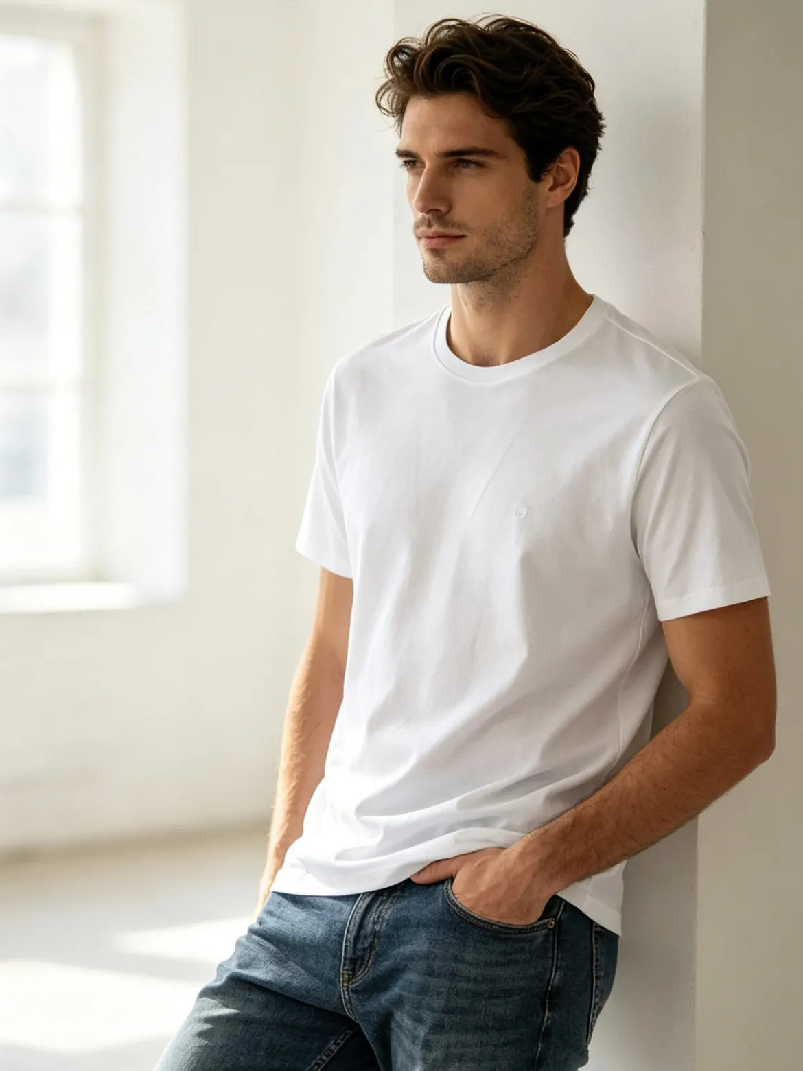 Coveri Moving T-shirt da uomo girocollo in cotone - bianco
