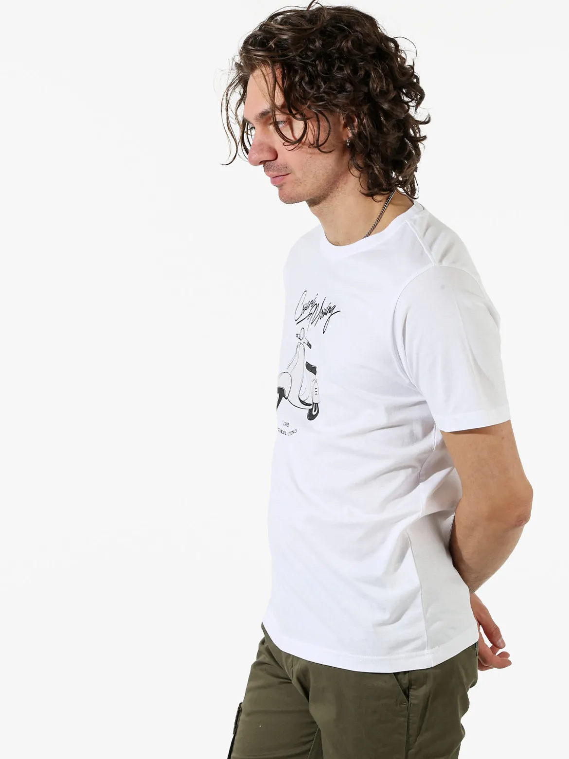 Coveri Moving T-shirt da uomo in cotone con stampa - bianco