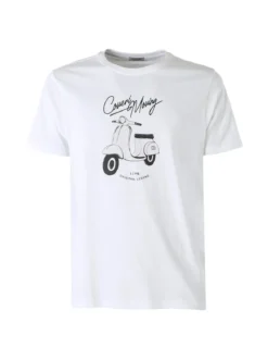 Coveri Moving T-shirt da uomo in cotone con stampa - bianco