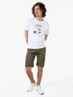 Coveri Moving T-shirt da uomo in cotone con stampa - bianco