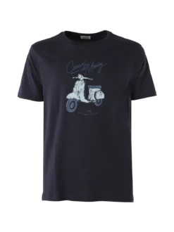 Coveri Moving T-shirt da uomo in cotone con stampa - blu scuro