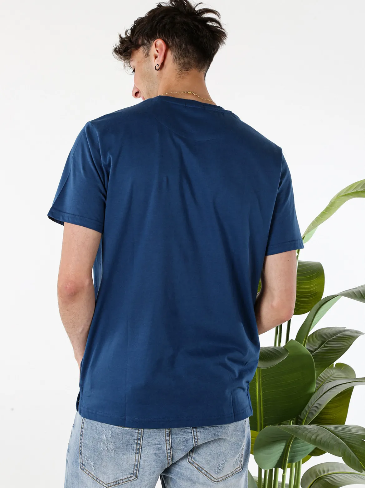 Coveri Moving T-shirt da uomo in cotone con taschino - blu