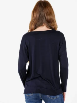 Coveri Moving T-shirt donna a maniche lunghe con strass - blu scuro