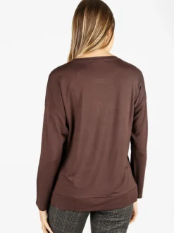 Coveri Moving T-shirt donna a maniche lunghe con strass - moro