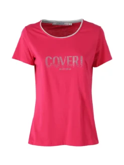 Coveri Moving T-shirt donna in cotone con strass - fucsia