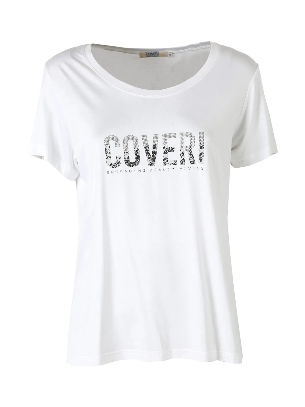 Coveri Moving T-shirt donna in viscosa con strass - bianco