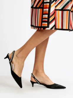 Dame Rose slingback da donna in raso con cinturino gioiello