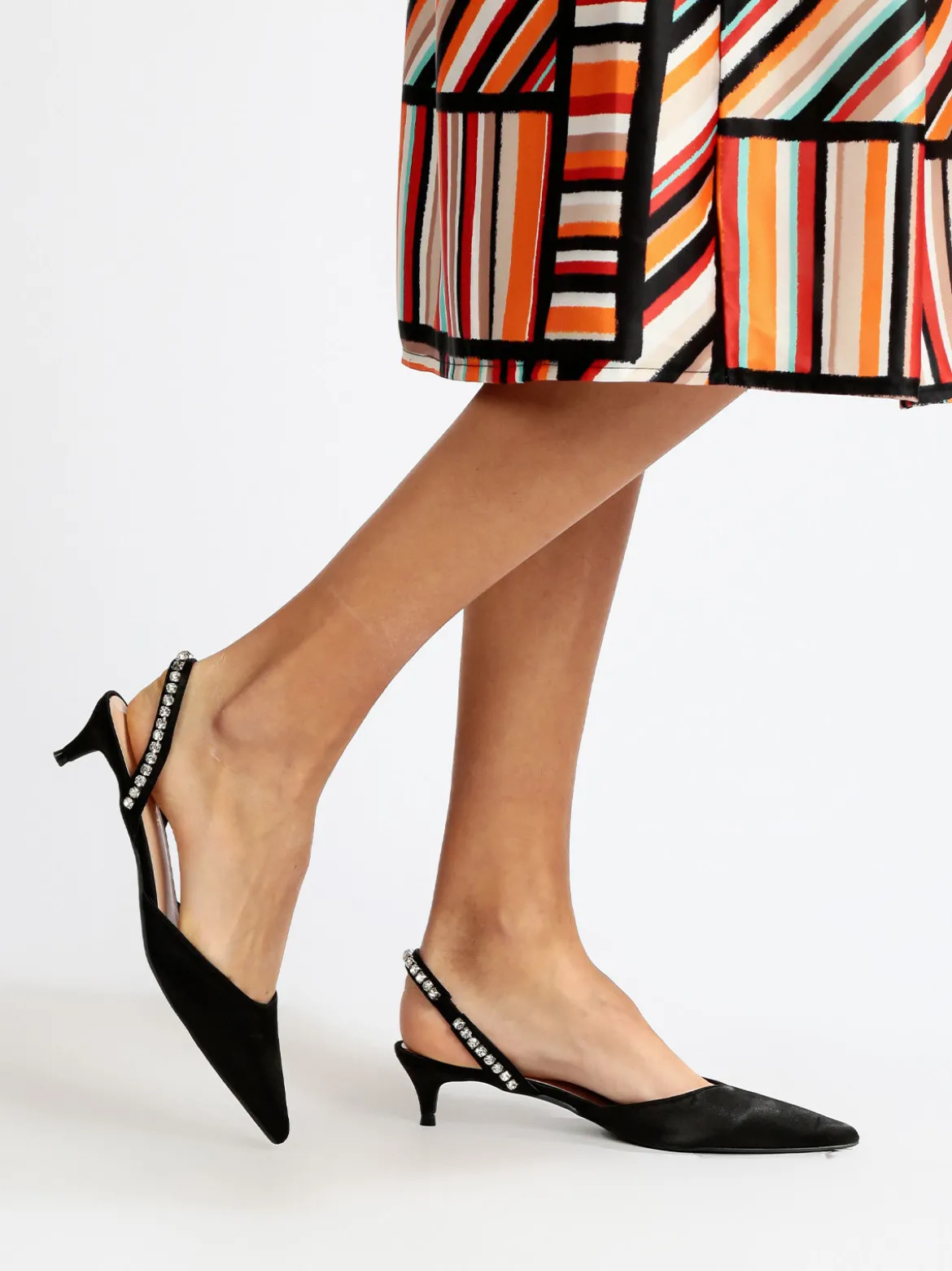 Dame Rose slingback da donna in raso con cinturino gioiello