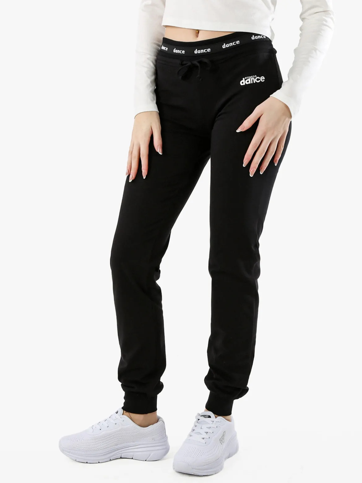 Dance Pantaloni sportivi da donna con polsini e coulisse in vita - nero
