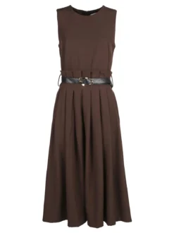 Daystar Abito lungo da donna smanicato con cintura - moro