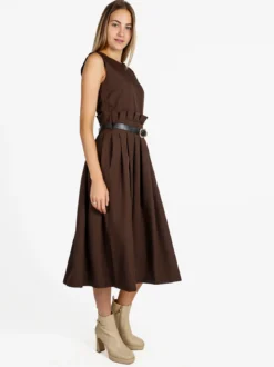 Daystar Abito lungo da donna smanicato con cintura - moro