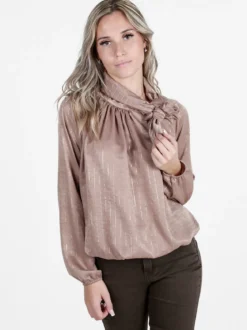 Daystar Camicetta donna a maniche lunghe con righe argento