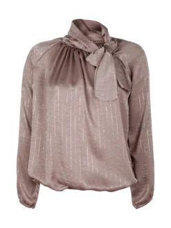 Daystar Camicetta donna a maniche lunghe con righe argento