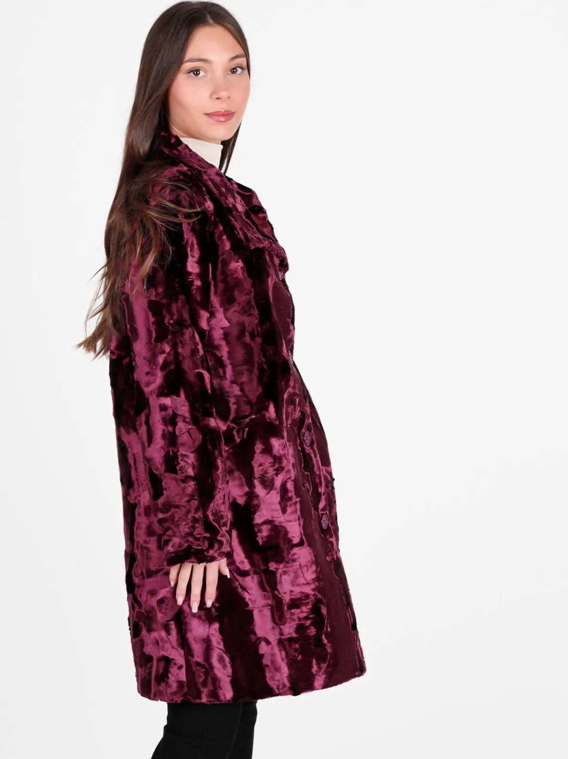 Daystar Cappotto lungo da donna in pelliccia sintetica