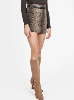 Daystar Gonna corta da donna animalier con cintura